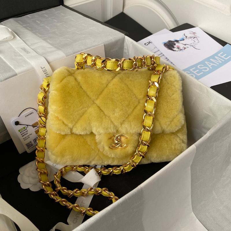 Chanel Handbags AS3499 Wool Yellow